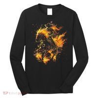 Ghost Horse Flaming Cowboy  Long Sleeve Shirt thumb 0