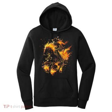 Ghost Horse Flaming Cowboy  Women's Hoodie