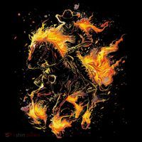 Ghost Horse Flaming Cowboy  Women's Hoodie thumb 2