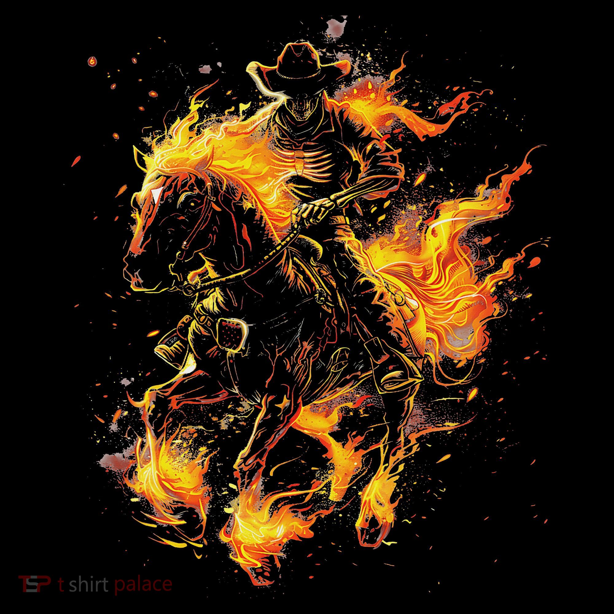 Ghost Horse Flaming Cowboy  Women's Hoodie