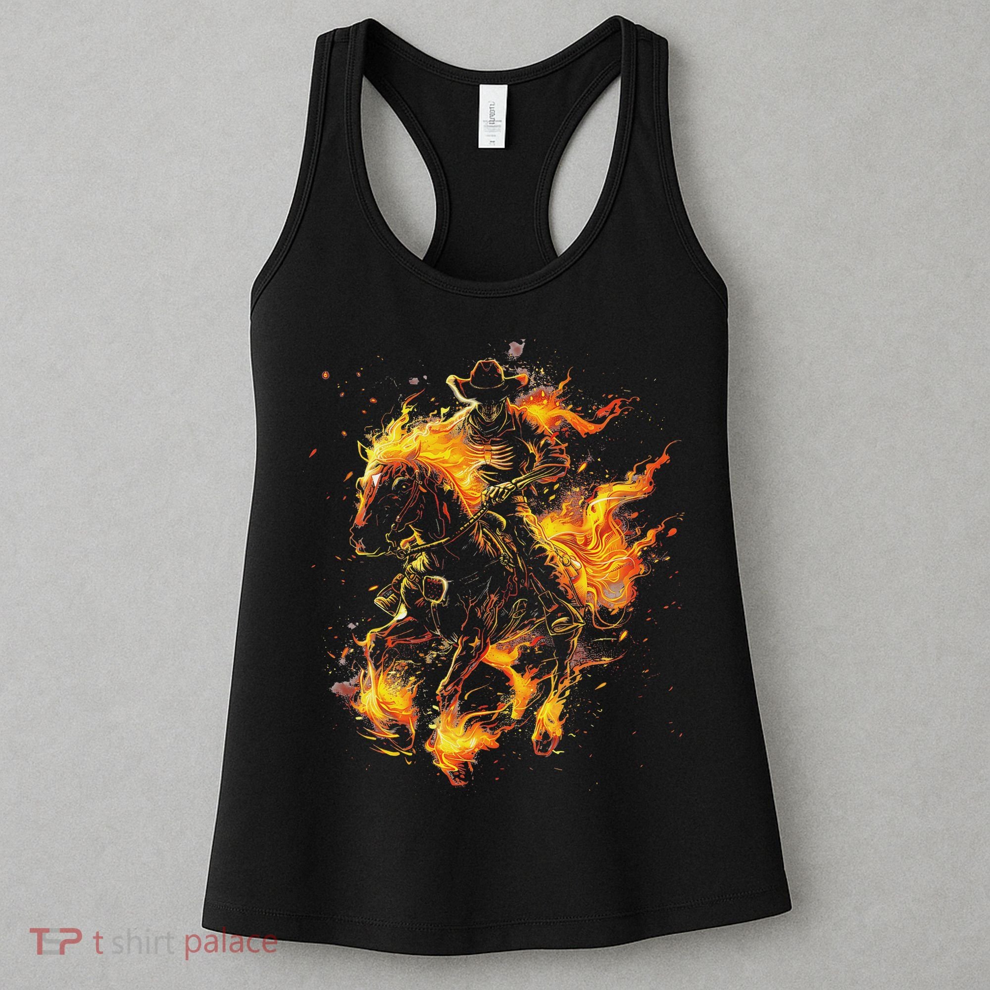 Ghost Horse Flaming Cowboy  Women's Tank Top