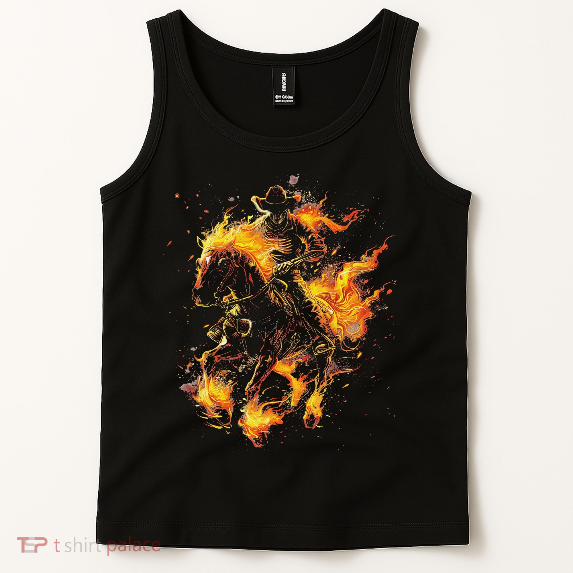 Ghost Horse Flaming Cowboy  Tank Top