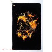 Ghost Horse Flaming Cowboy  Golf Towel thumb 0