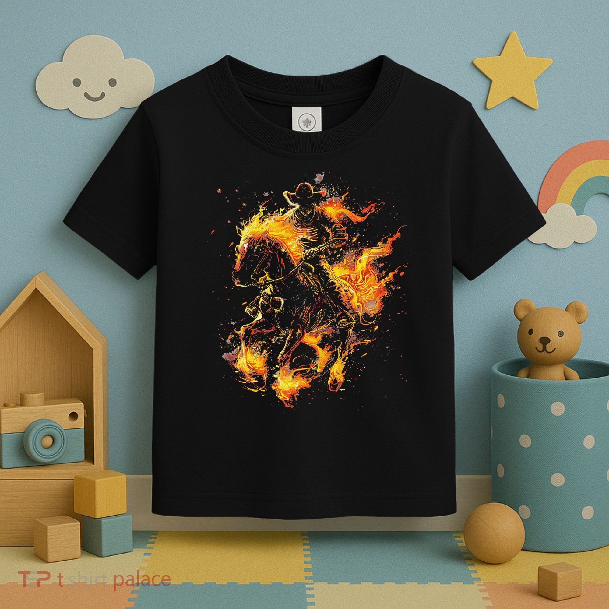 Ghost Horse Flaming Cowboy  Toddler T-Shirt