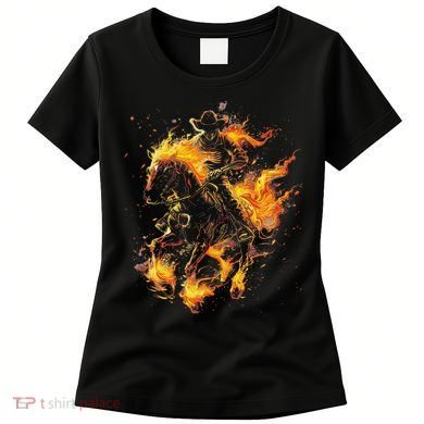 Ghost Horse Flaming Cowboy  Women's T-Shirt