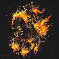 Ghost Horse Flaming Cowboy  Kids Sweatshirt thumb 2