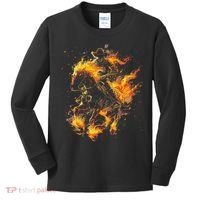 Ghost Horse Flaming Cowboy  Kids Long Sleeve Shirt thumb 0