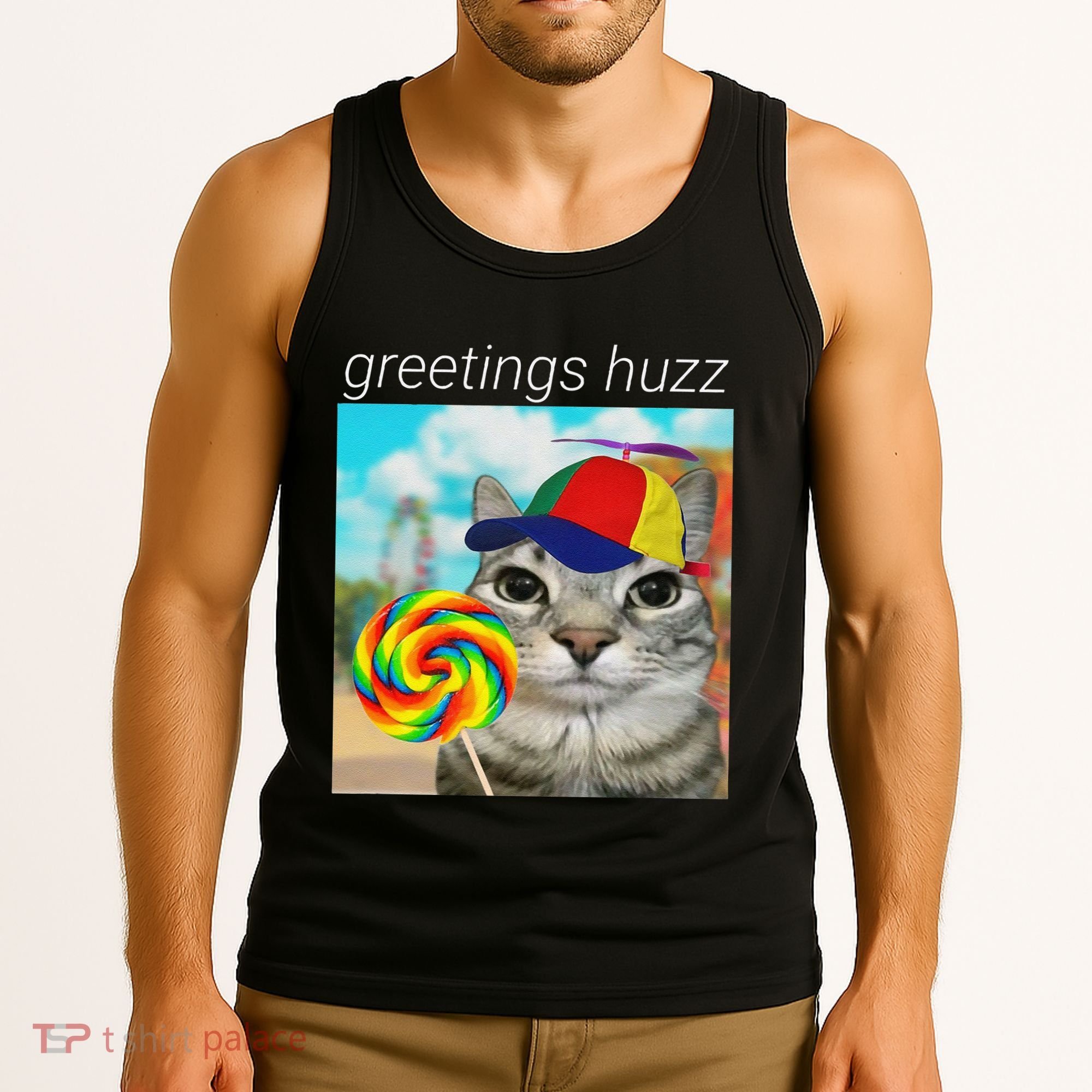 Greetings Huzz Funny Gen Z Gen Alpha Slang Meme Gift Tank Top