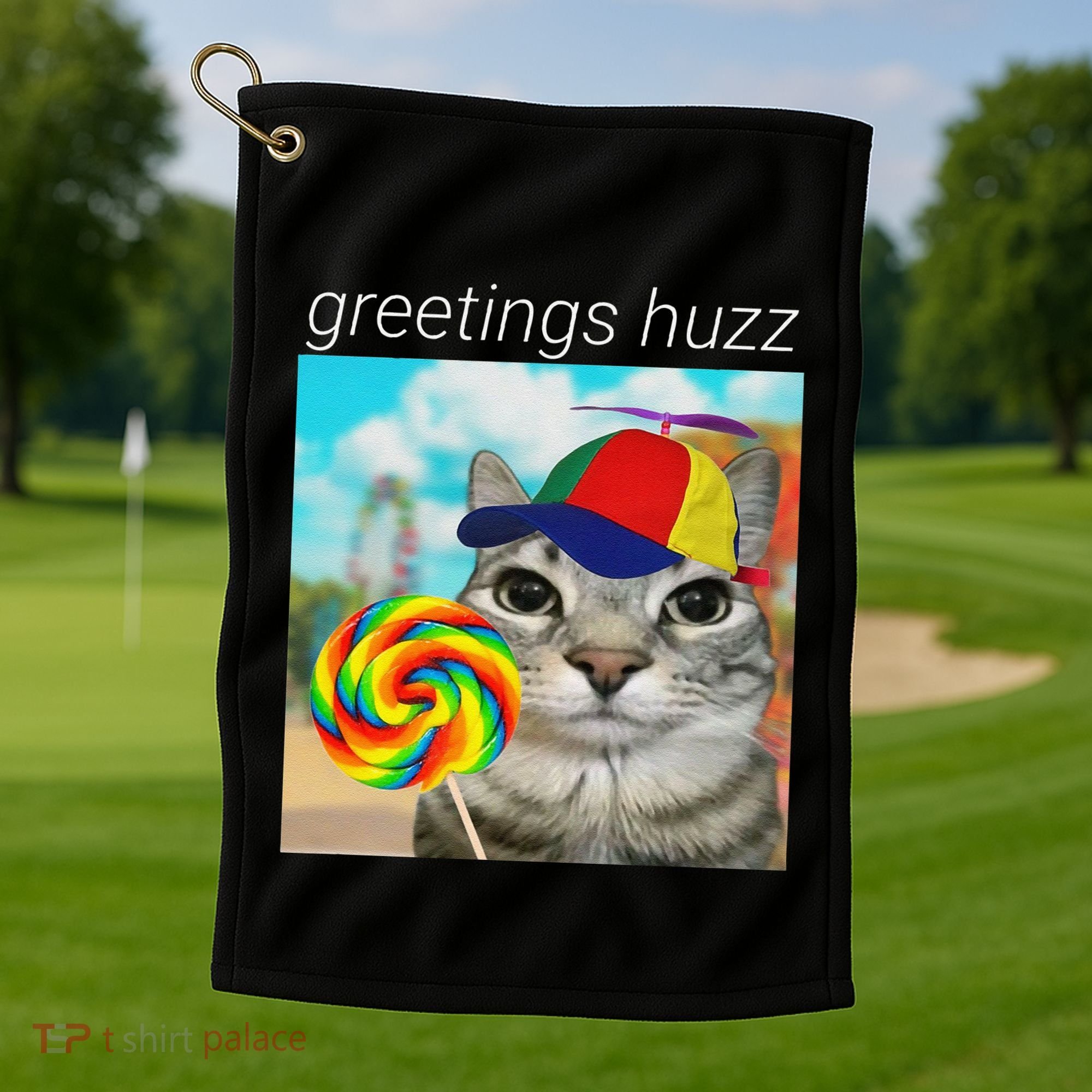 Greetings Huzz Funny Gen Z Gen Alpha Slang Meme Gift Golf Towel