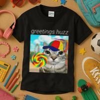 Greetings Huzz Funny Gen Z Gen Alpha Slang Meme Gift Kids T-Shirt thumb 3