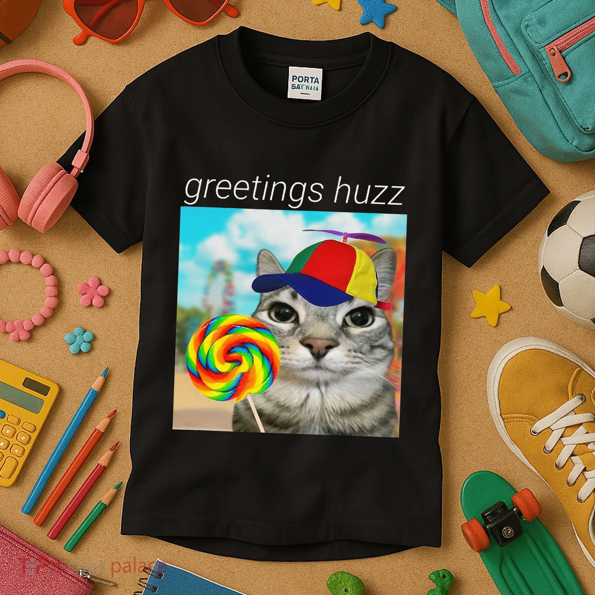 Greetings Huzz Funny Gen Z Gen Alpha Slang Meme Gift Kids T-Shirt