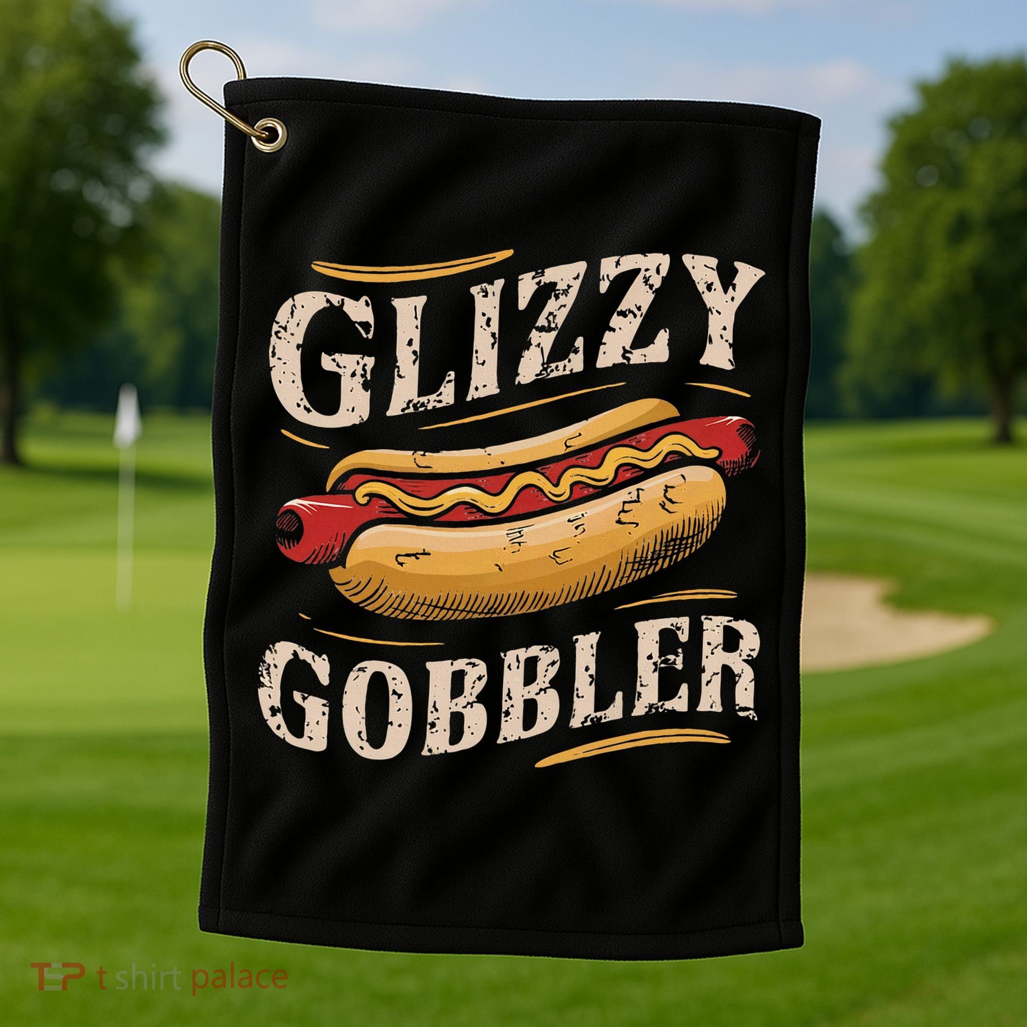 Glizzy Hot Funny Dog Gobbler Champion Golf Towel