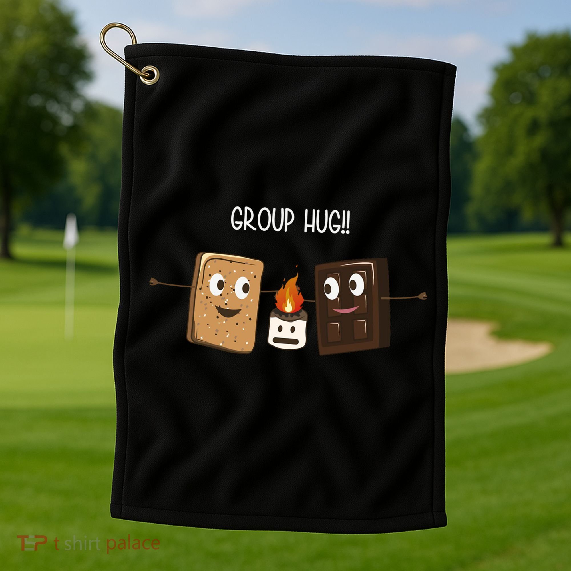 Group Hug Funny Smores Camping Roasting Outdoor Golf Towel