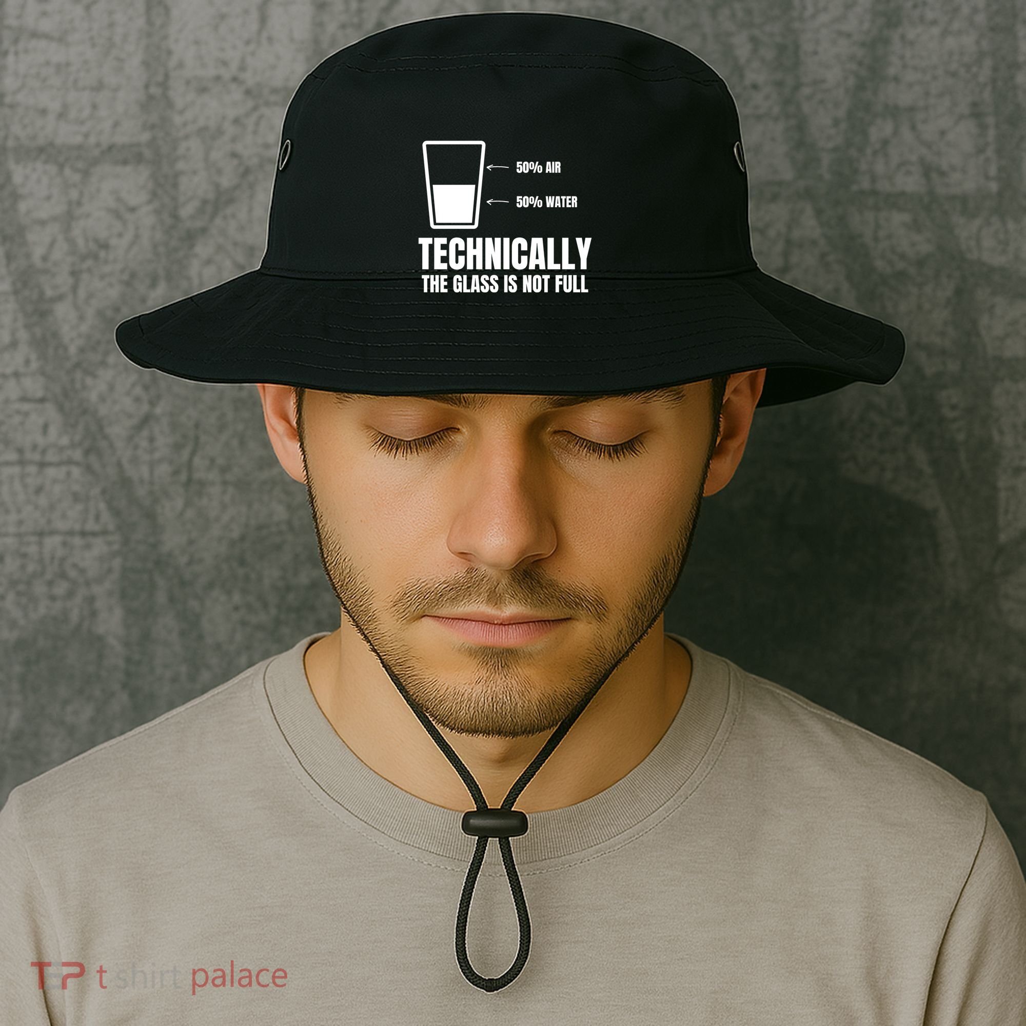 Glass Half Full Funny Technically Not Empty Sarcastic Bucket Hat