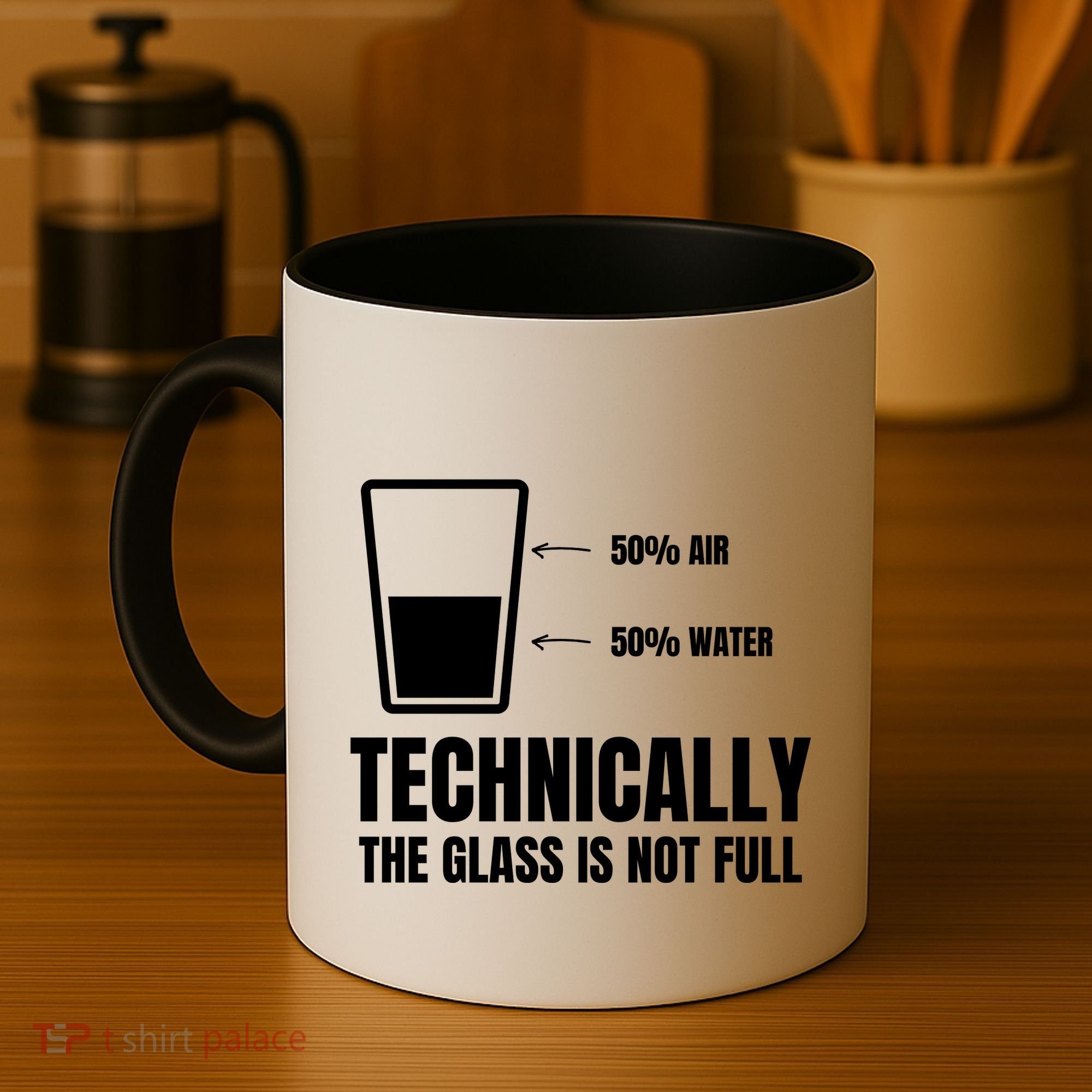 Glass Half Full Funny Technically Not Empty Sarcastic Coffee Mug