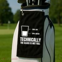 Glass Half Full Funny Technically Not Empty Sarcastic Golf Towel thumb 2