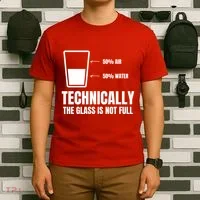Glass Half Full Funny Technically Not Empty Sarcastic T-Shirt thumb 6