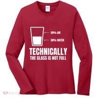 Glass Half Full Funny Technically Not Empty Sarcastic Women's Long Sleeve Shirt thumb 0