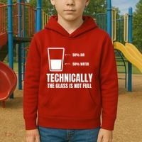 Glass Half Full Funny Technically Not Empty Sarcastic Kids Hoodie thumb 2