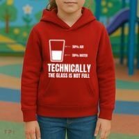 Glass Half Full Funny Technically Not Empty Sarcastic Kids Hoodie thumb 3