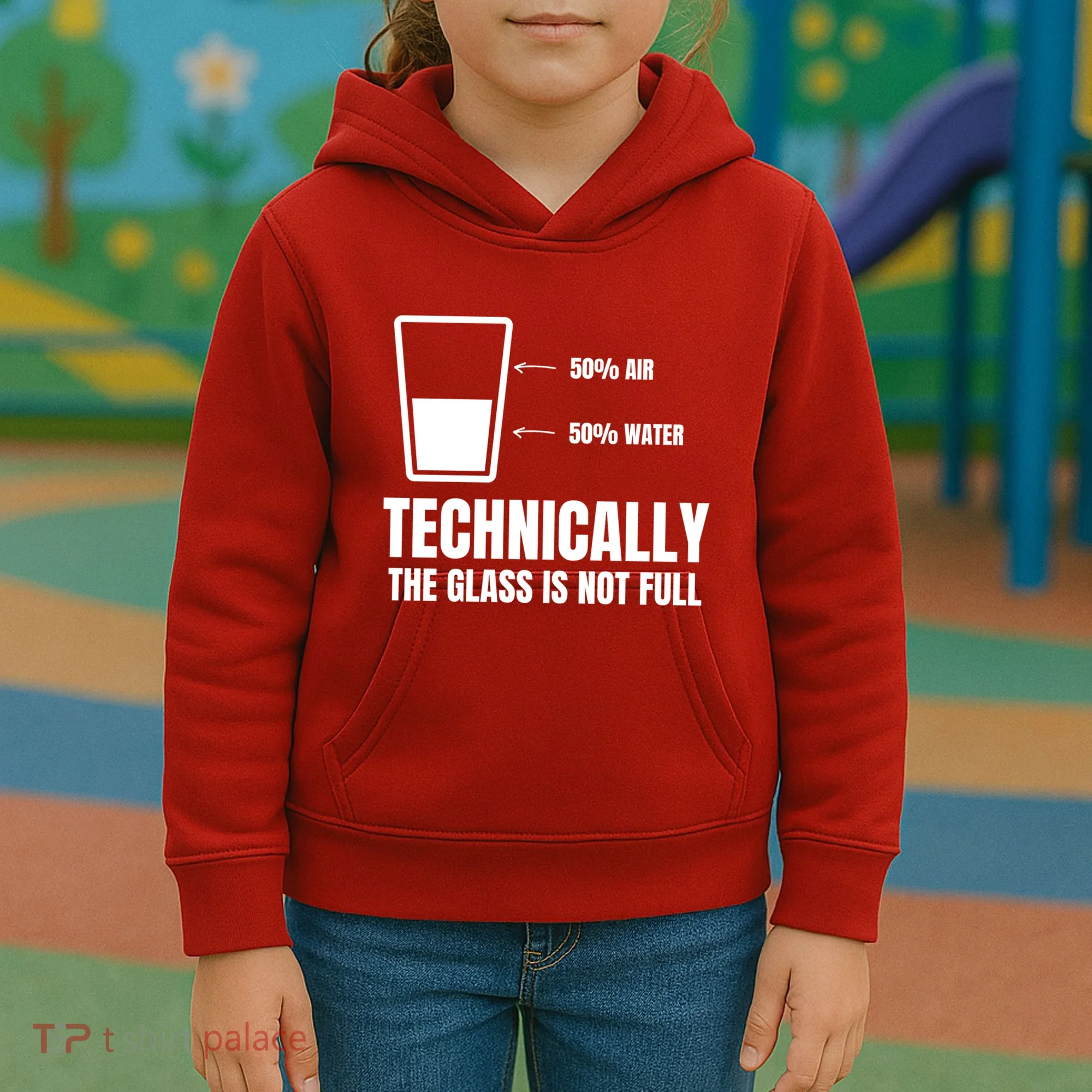 Glass Half Full Funny Technically Not Empty Sarcastic Kids Hoodie