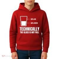 Glass Half Full Funny Technically Not Empty Sarcastic Kids Hoodie thumb 4