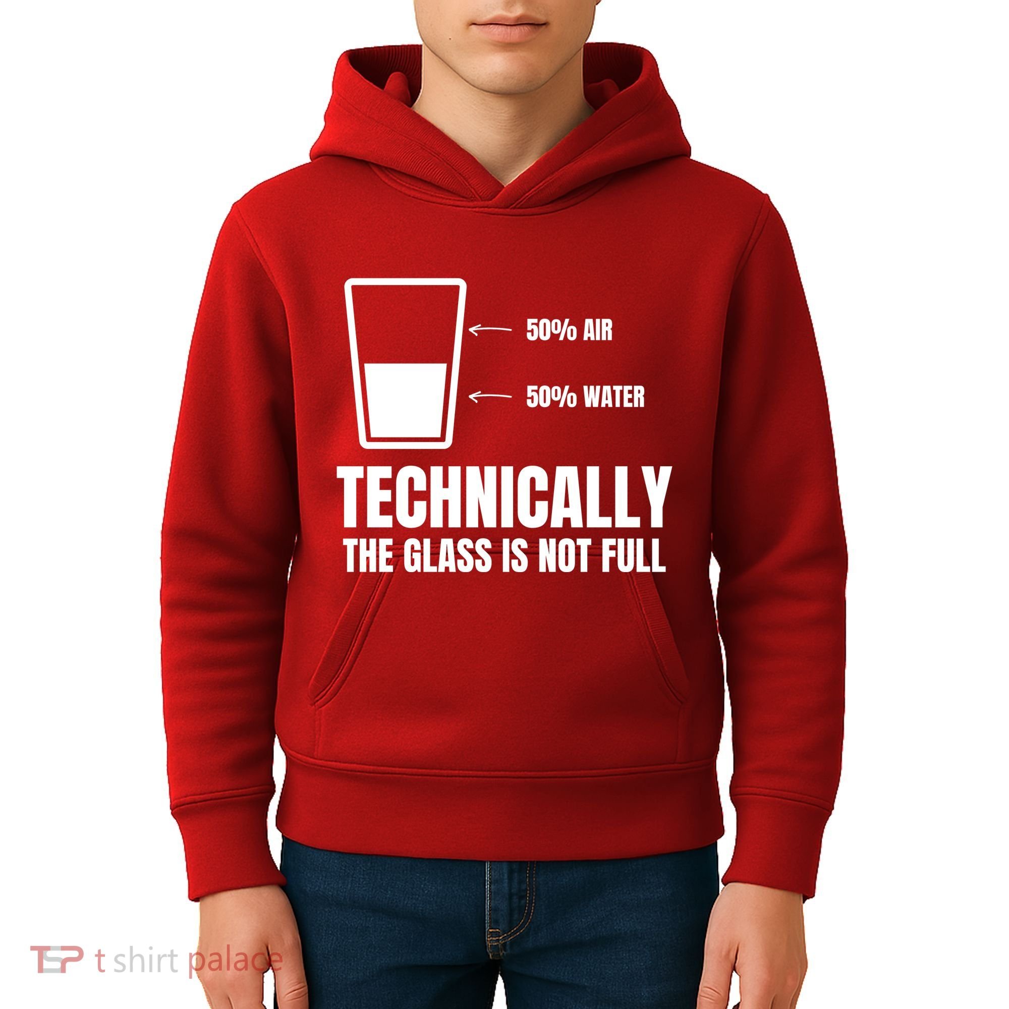 Glass Half Full Funny Technically Not Empty Sarcastic Kids Hoodie