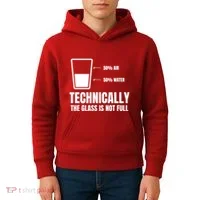 Glass Half Full Funny Technically Not Empty Sarcastic Kids Hoodie thumb 4