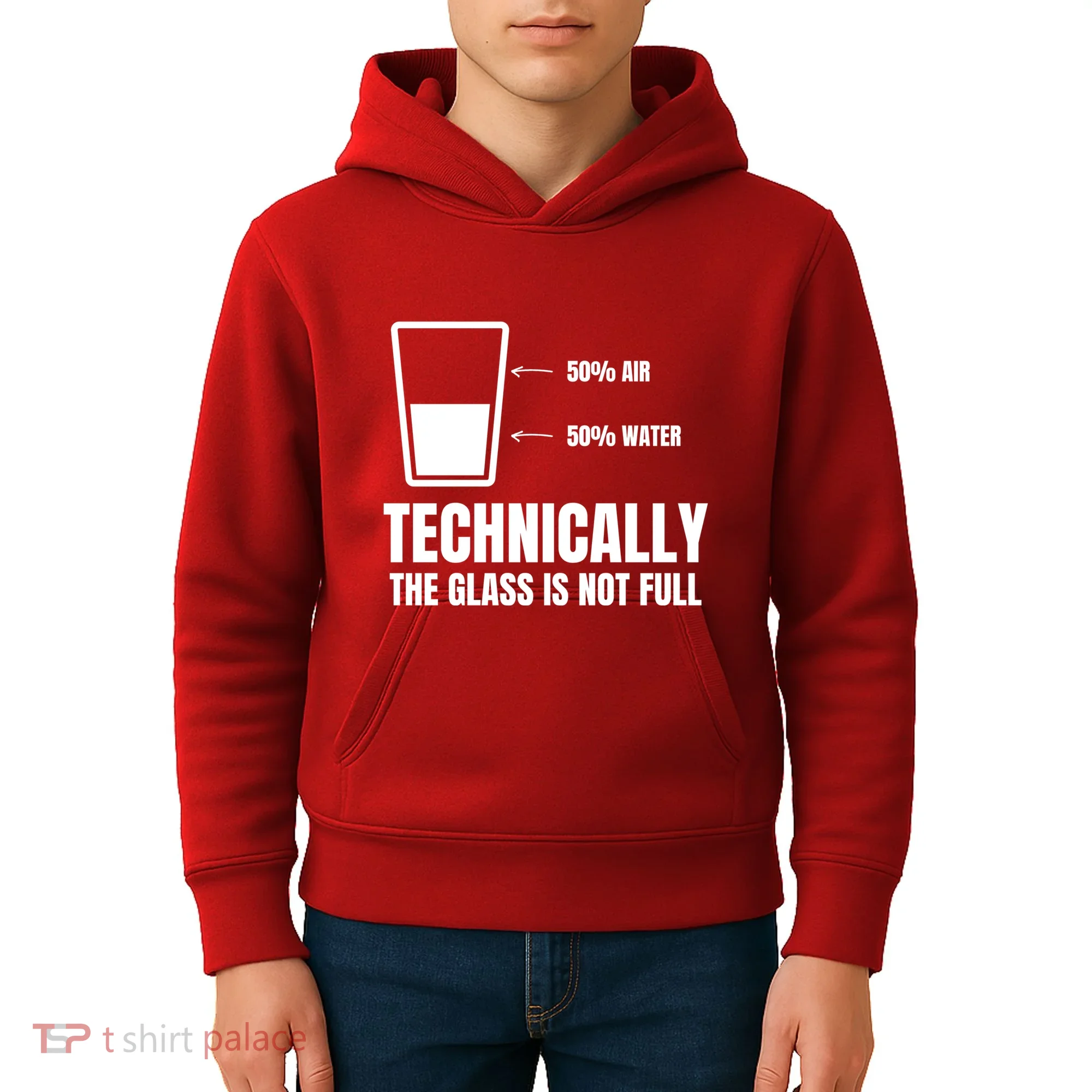 Glass Half Full Funny Technically Not Empty Sarcastic Kids Hoodie