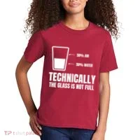 Glass Half Full Funny Technically Not Empty Sarcastic Kids T-Shirt thumb 2