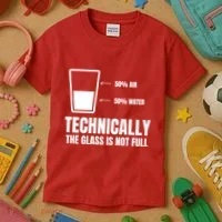Glass Half Full Funny Technically Not Empty Sarcastic Kids T-Shirt thumb 3