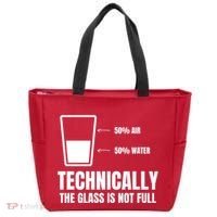 Glass Half Full Funny Technically Not Empty Sarcastic Tote Bag thumb 0
