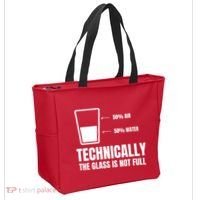 Glass Half Full Funny Technically Not Empty Sarcastic Tote Bag thumb 2