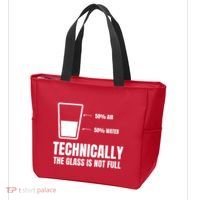 Glass Half Full Funny Technically Not Empty Sarcastic Tote Bag thumb 3