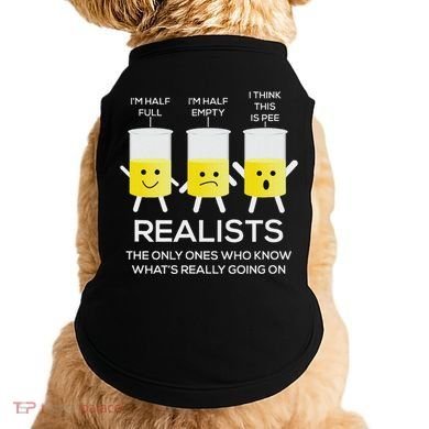Glass Half Full Half Empty Funny Realists Philosophy Doggie Tank