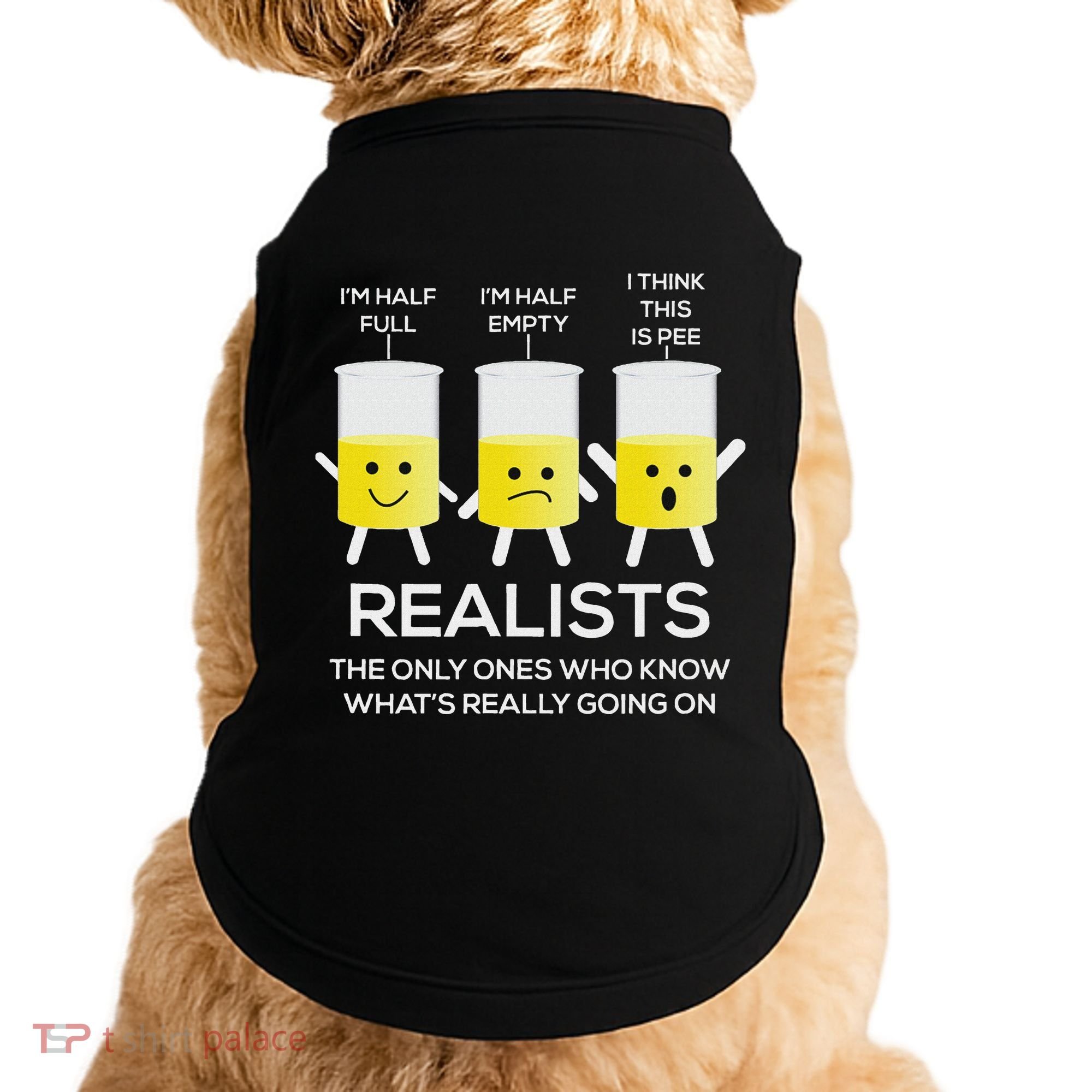 Glass Half Full Half Empty Funny Realists Philosophy Doggie Tank