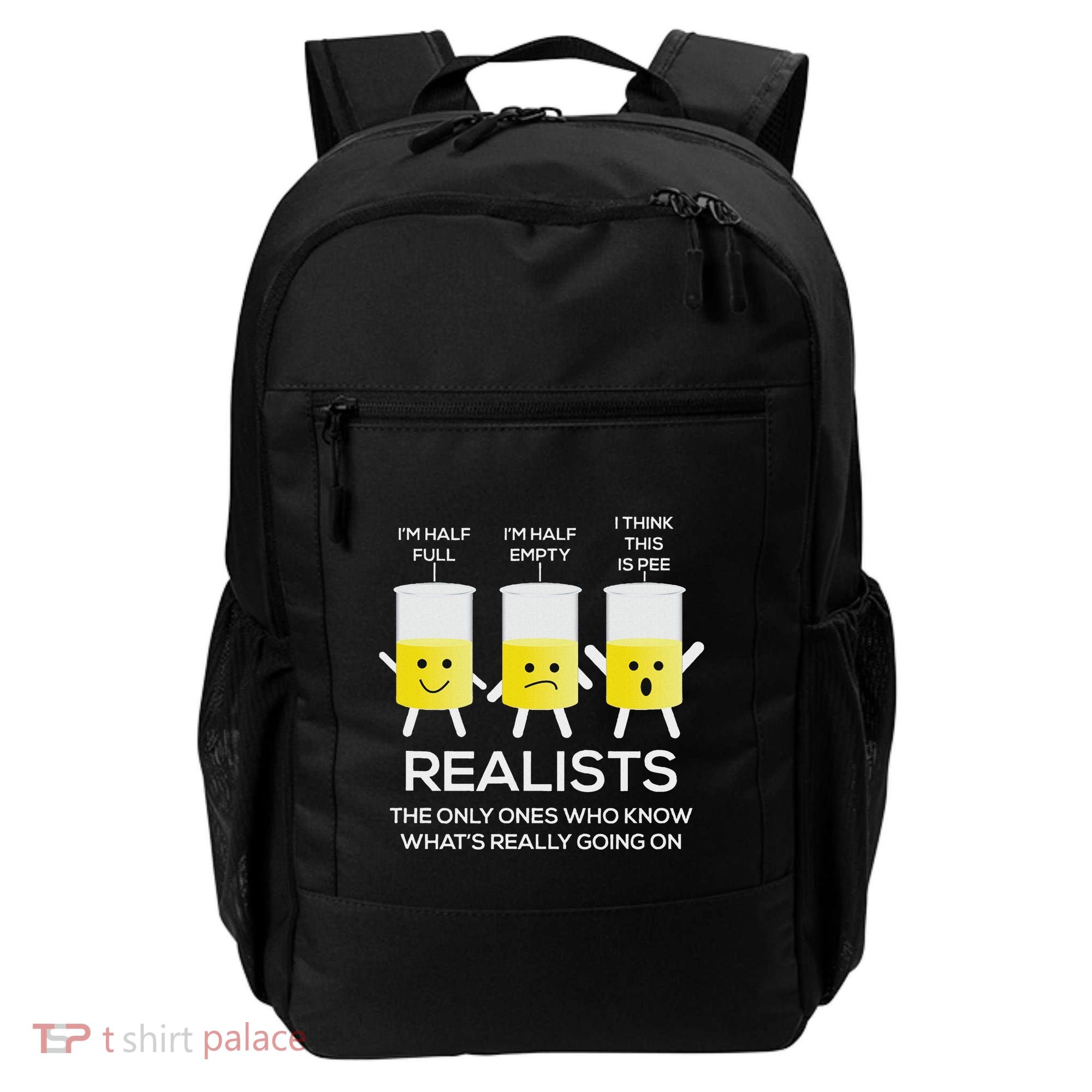 Glass Half Full Half Empty Funny Realists Philosophy Backpack