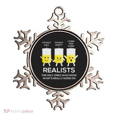 Glass Half Full Half Empty Funny Realists Philosophy Ornament