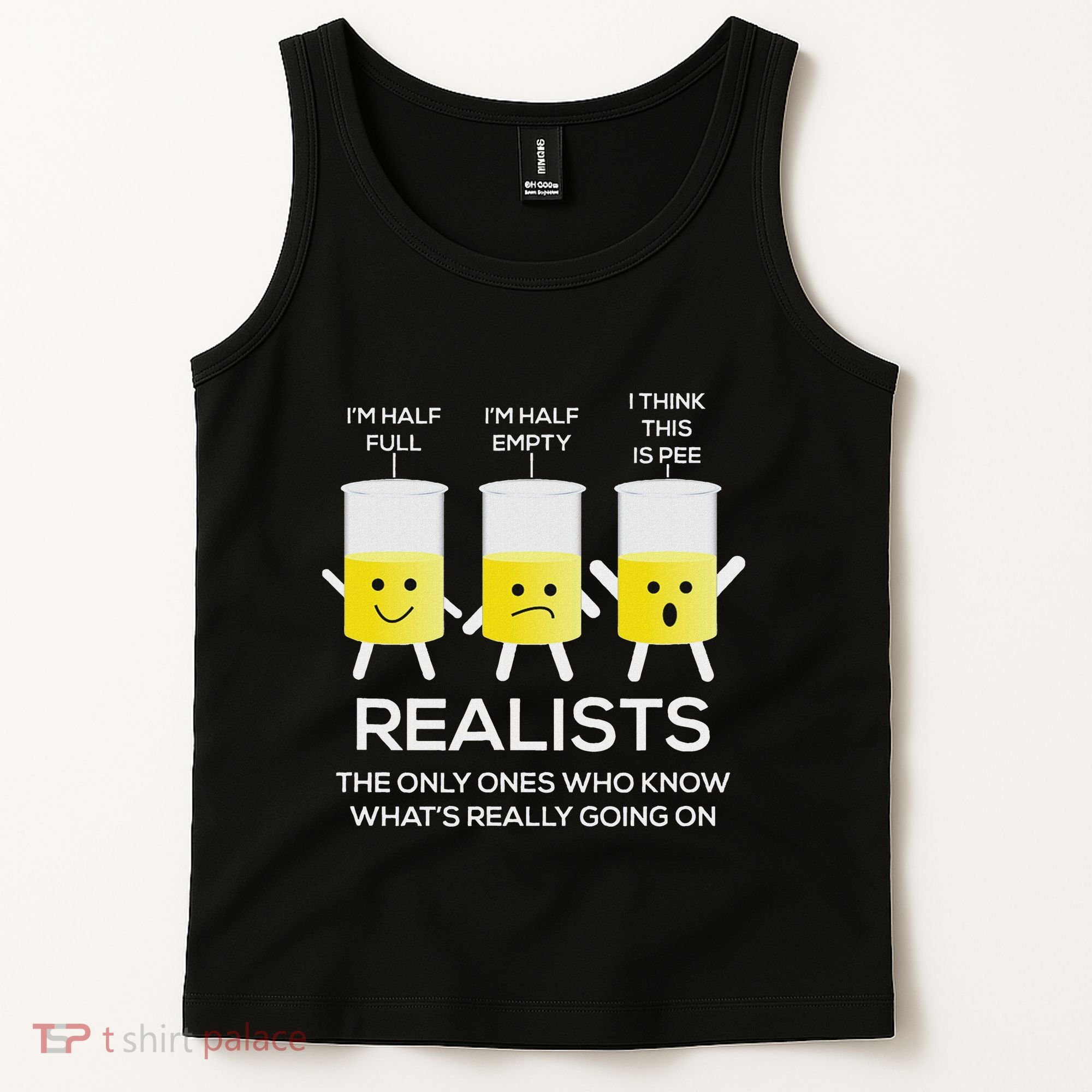 Glass Half Full Half Empty Funny Realists Philosophy Tank Top