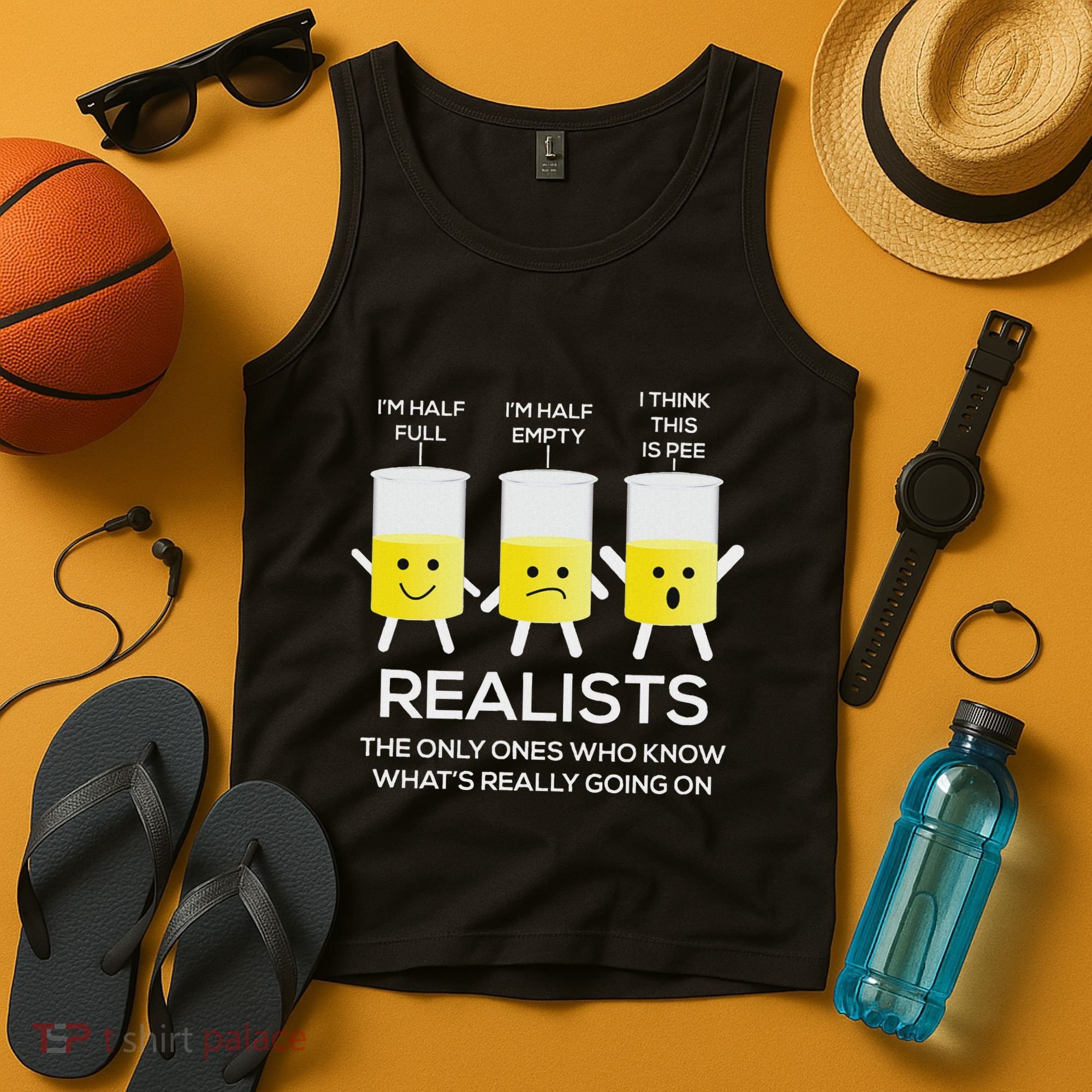 Glass Half Full Half Empty Funny Realists Philosophy Tank Top