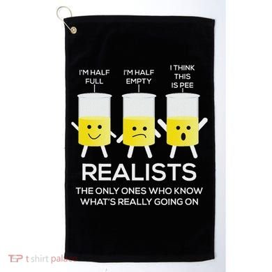 Glass Half Full Half Empty Funny Realists Philosophy Golf Towel