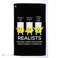 Glass Half Full Half Empty Funny Realists Philosophy Golf Towel thumb 0