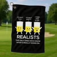Glass Half Full Half Empty Funny Realists Philosophy Golf Towel thumb 1