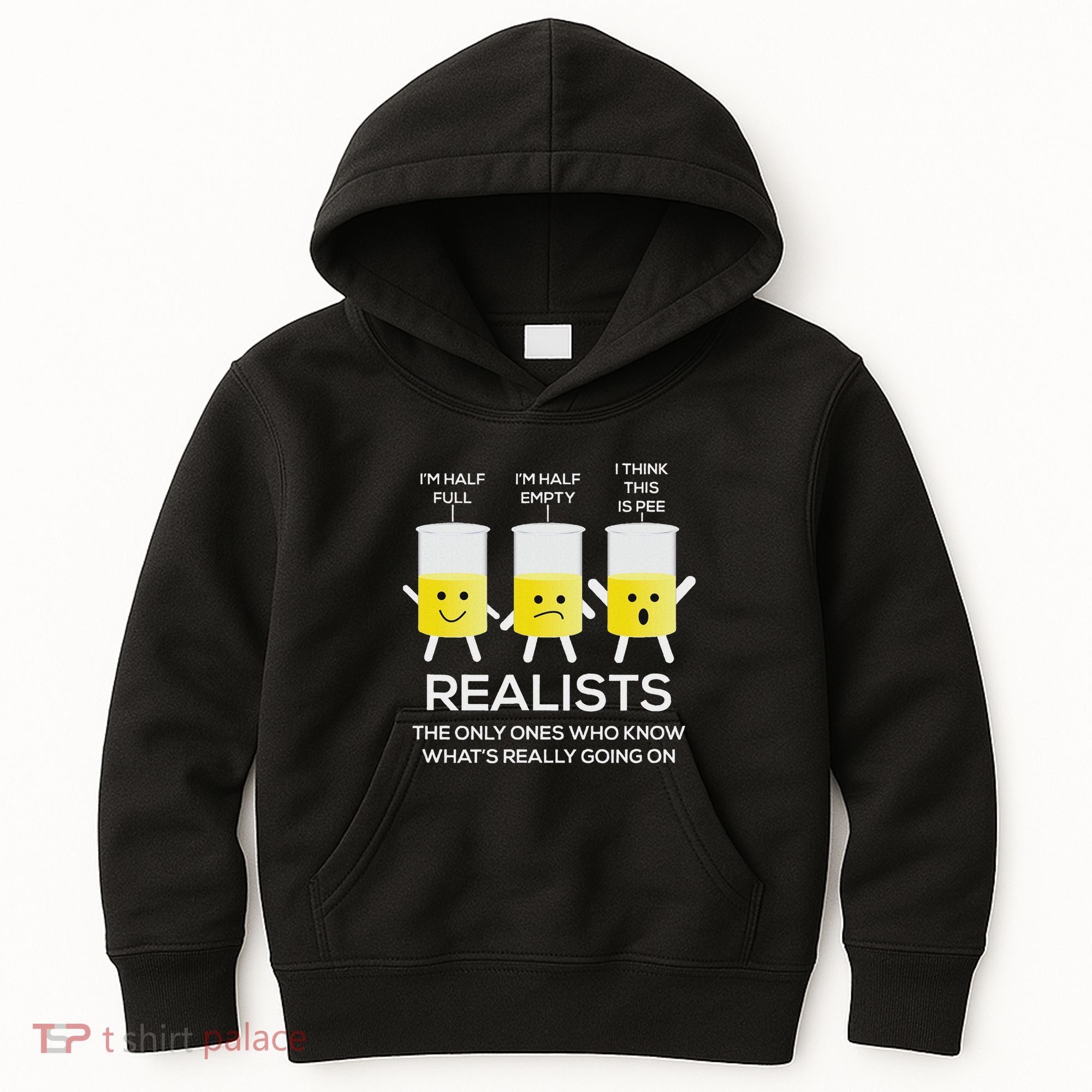 Glass Half Full Half Empty Funny Realists Philosophy Kids Hoodie