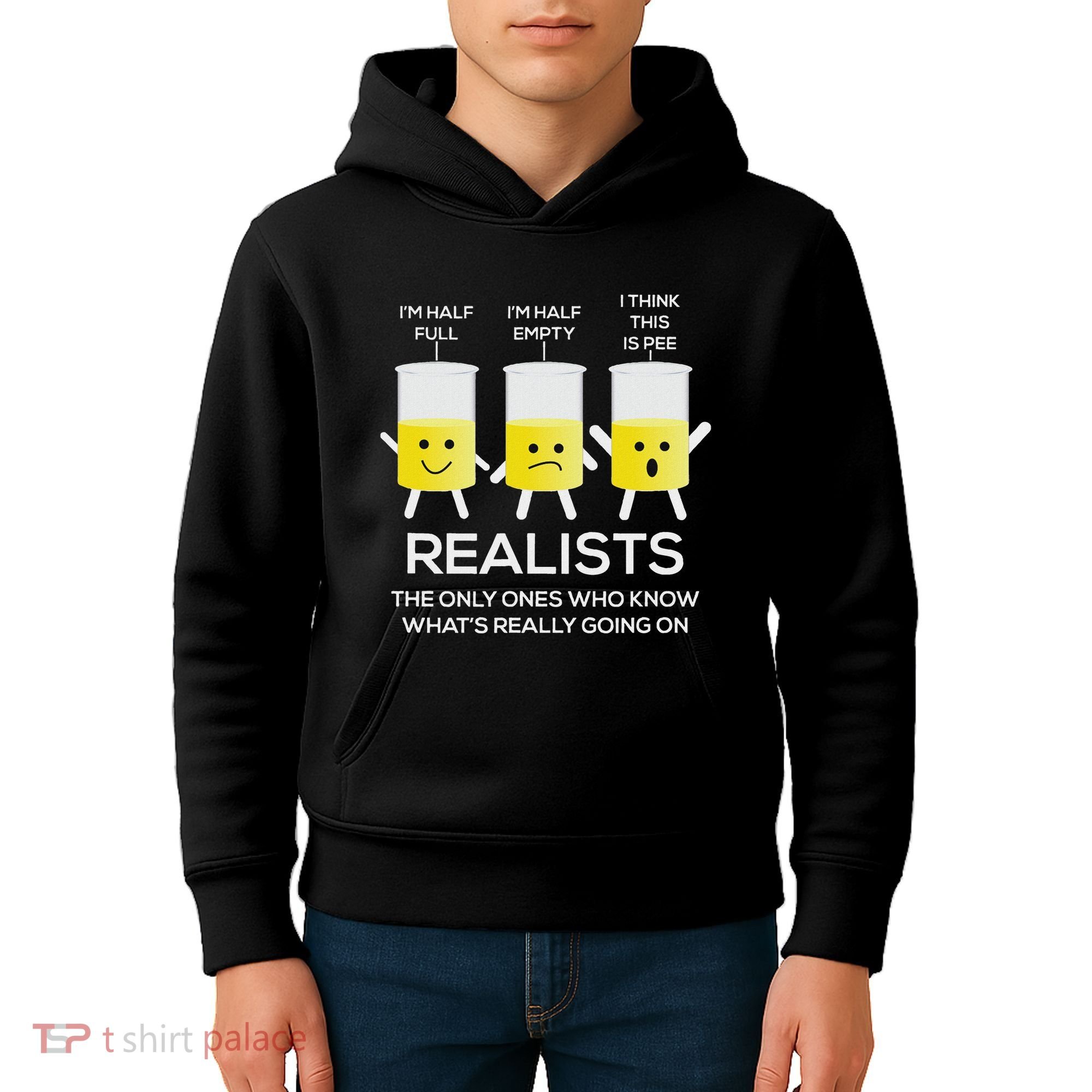 Glass Half Full Half Empty Funny Realists Philosophy Kids Hoodie