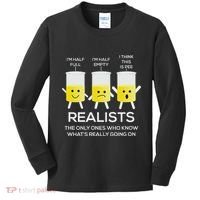 Glass Half Full Half Empty Funny Realists Philosophy Kids Long Sleeve Shirt thumb 0