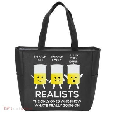 Glass Half Full Half Empty Funny Realists Philosophy Tote Bag