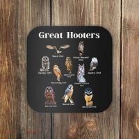 Great Hooter Funny Owl Lover Birding Birdwatcher Dad Joke Coaster thumb 0