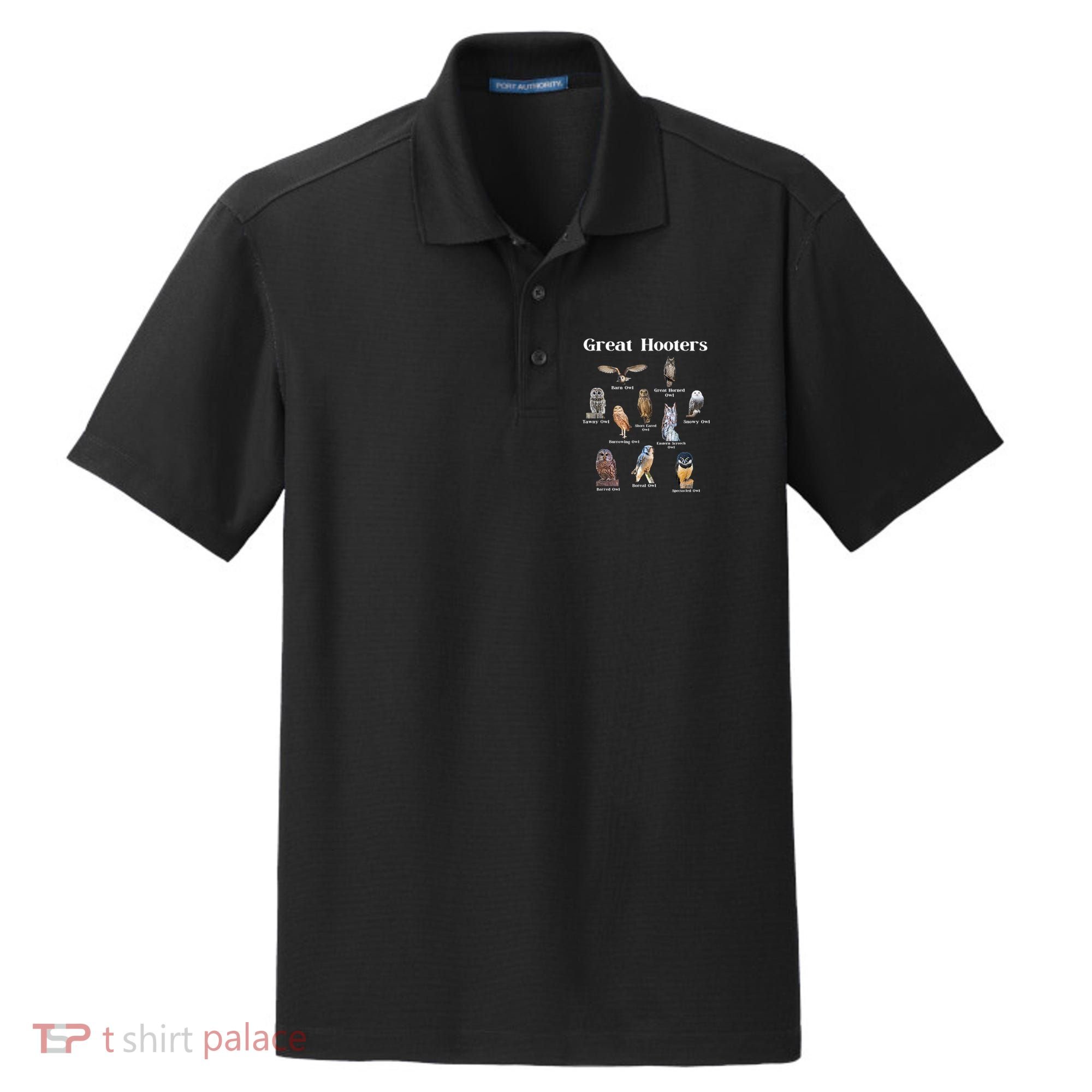 Great Hooter Funny Owl Lover Birding Birdwatcher Dad Joke Dry Zone Grid Polo