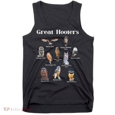 Great Hooter Funny Owl Lover Birding Birdwatcher Dad Joke Tank Top
